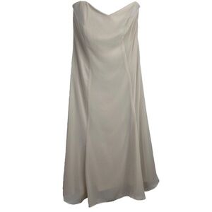 NWT Dessy Collection Strapless Dress 14 Tea Length Nude Palomino Prom Wedding